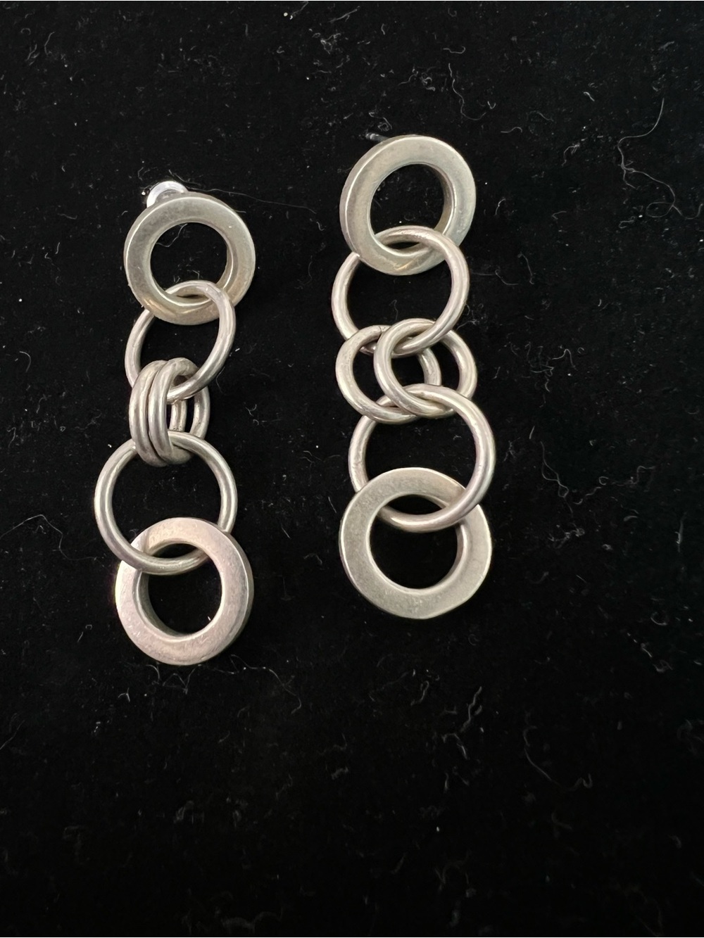 Mexico ATI sterling silver linked rings dangle earrings
